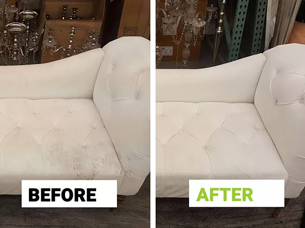 Before and after leather furniture cleaning result in Chicago