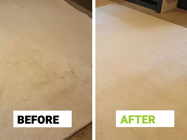 Before and after area rug cleaning result in Chicago